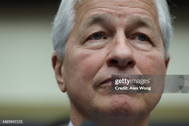 Chairman and CEO of JPMorgan Chase & Co. Jamie Dimon testifies during a hearing before the House Committee on Financial Services at Rayburn House...