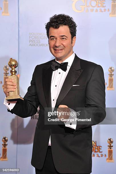 Composer Ludovic Bource poses in the press room at the 69th Annual Golden Globe Awards held at The Beverly Hilton hotel on January 15, 2012 in...
