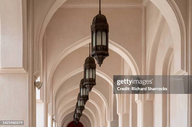 sultan qaboos mosque, salalah, oman - lantern stock pictures, royalty-free photos & images