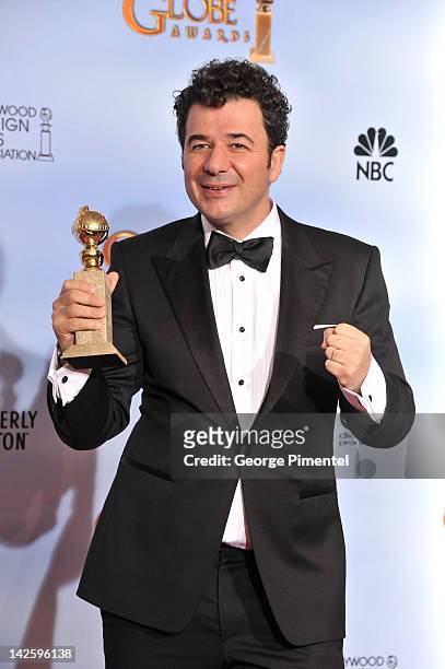 Composer Ludovic Bource poses in the press room at the 69th Annual Golden Globe Awards held at The Beverly Hilton hotel on January 15, 2012 in...