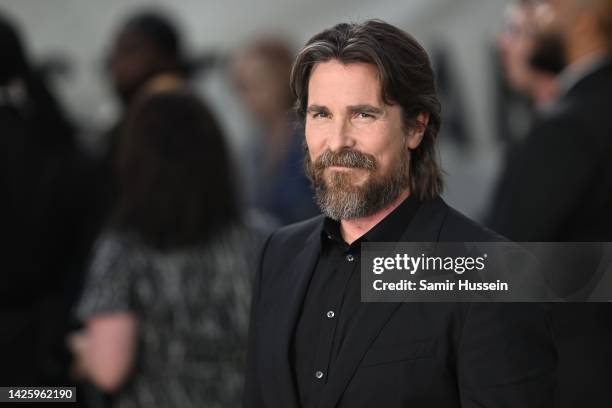 Christian Bale attends the "Amsterdam" European Premiere at Odeon Luxe Leicester Square on September 21, 2022 in London, England.