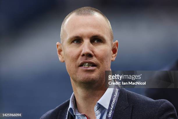 Professional Coach and Former Football Player, Kenny Miller, looks on prior to the UEFA Nations League League B Group 1 match between Scotland and...