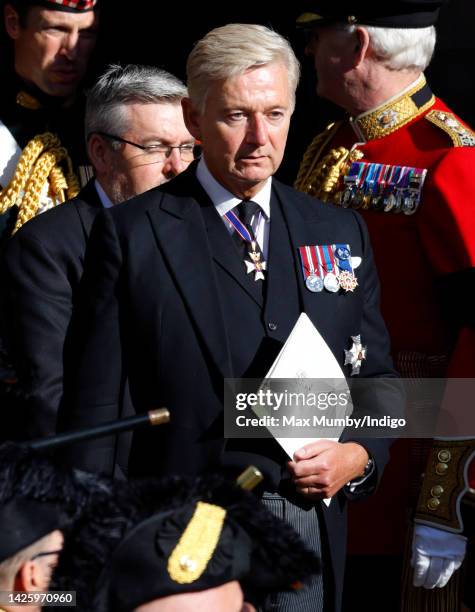 Sir Clive Alderton attends a Service of Thanksgiving for the life of Queen Elizabeth II on September 12, 2022 in Edinburgh, Scotland. King Charles...