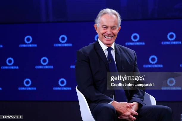 Tony Blair, Executive Chairman of the Tony Blair Institute for Global Change, TBI & former Prime Minister, United Kingdom, speaks on stage during The...