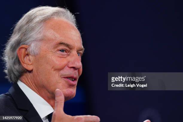 Tony Blair, Executive Chairman of the Tony Blair Institute for Global Change, TBI & former Prime Minister, United Kingdom, speaks on stage during The...