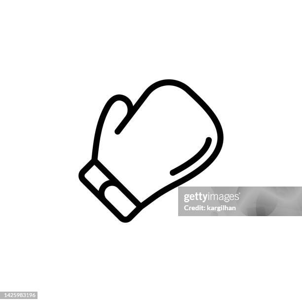 boxing gloves editable stroke line icon - punching stock illustrations