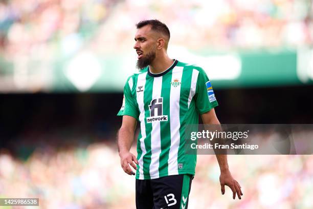 T0 of Real Betis looks on during the LaLiga Santander match between Real Betis and Girona FC at Estadio Benito Villamarin on September 18, 2022 in...