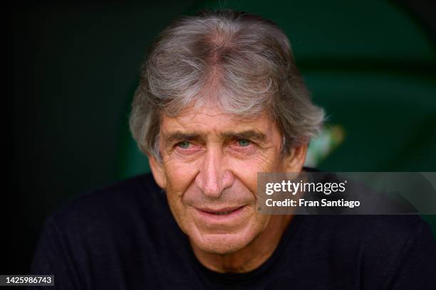 Manuel Pellegrini, manager of Real Betis looks on during the LaLiga Santander match between Real Betis and Girona FC at Estadio Benito Villamarin on...