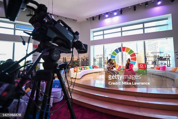 As world leaders gather in New York for the UN General Assembly, Janet Mbugua speaks onstage during The Goalkeepers 2022 Global Goals Awards, hosted...