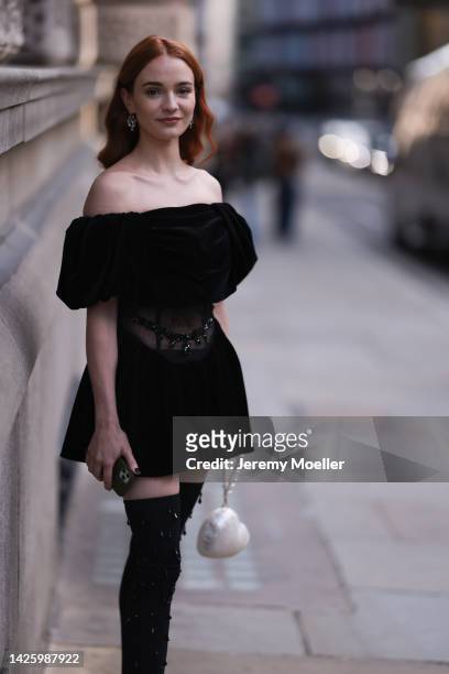 Aisling Francios seen wearing a simone roche look, outside simone rocha during London Fashion Week September 2022 on September 18, 2022 in London,...