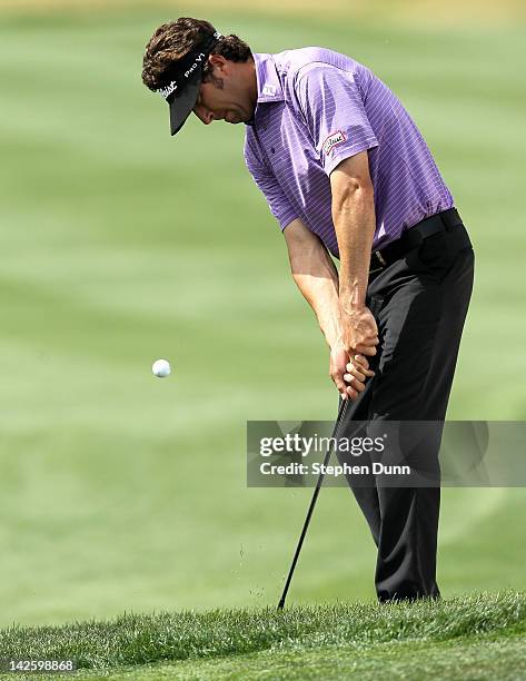 Michael Letzig chips onto the green on the 10th hole during the final round of the Soboba Golf Classic on April 8, 2012 in San Jacinto, California.