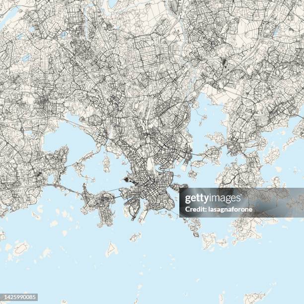 helsinki, finland vector map - olympic stadium stock illustrations