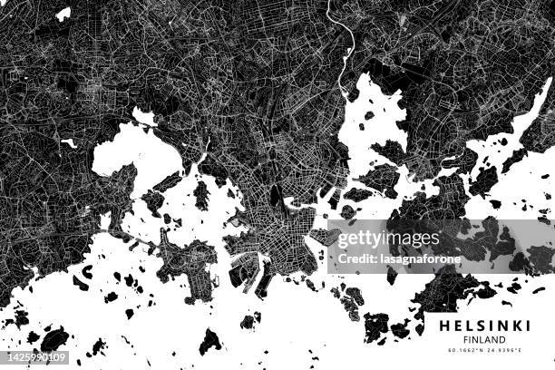 helsinki, finland vector map - helsinki stock illustrations