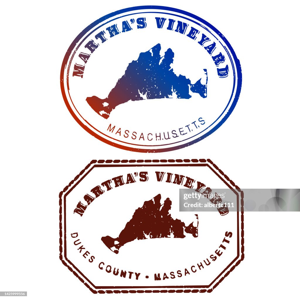 Martha's Vineyard vintage Travel Stamp