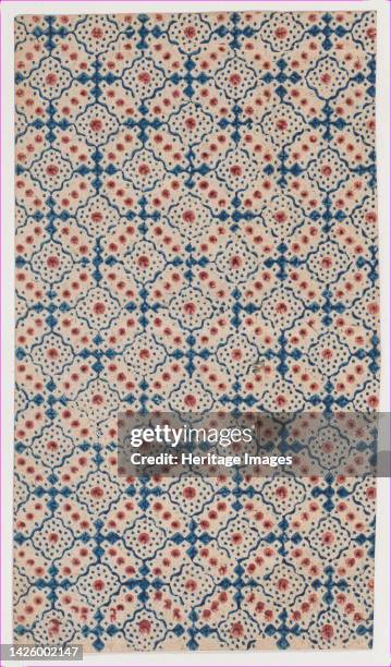 Sheet with an overall pattern of dots and squares, 19th century. Artist Anon.