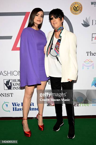 Sofia Carson and Diane Warren attend The 10th Annual First Ladies Luncheon on September 20, 2022 in New York City.