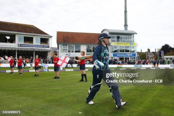 Tammy Beaumont of England during the 2nd Royal London ODI between England Women and India Women at The Spitfire Ground on September 21, 2022 in...