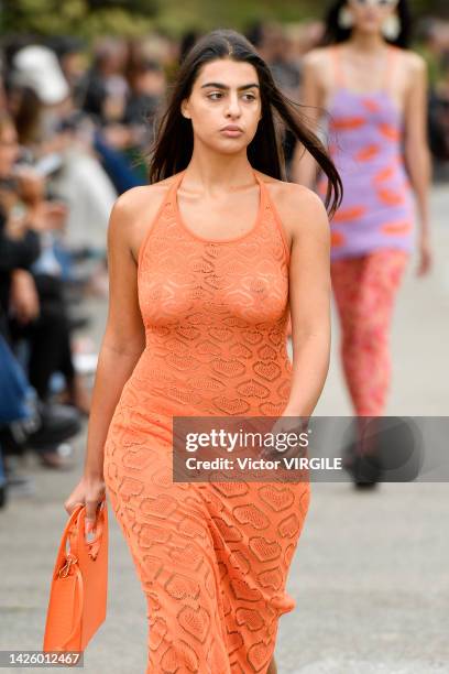 Model walks the runway during the Marco Rambaldi Ready to Wear Spring/Summer 2023 fashion show as part of the Milan Fashion Week on September 21,...