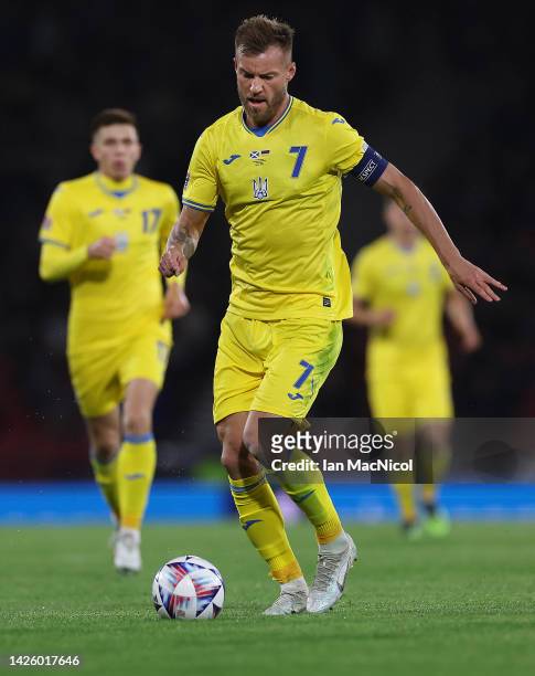 Andriy Yarmolenko of Ukraine is seen during the UEFA Nations League League B Group 1 match between Scotland and Ukraine at Hampden Park on September...