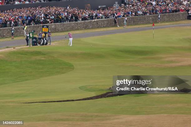 Cameron Smith of Australia tees off on the 18th hole during Day Four of The 150th Open at St Andrews Old Course on July 17, 2022 in St Andrews,...