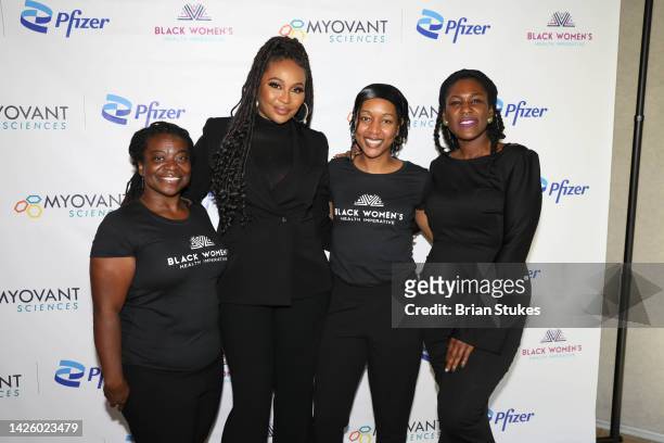 BiBi Williams, Cynthia Bailey, a staff member, and Melanee Williams attend Spare Me! Real Talk For Compassionate Care Of Black Women With Uterine...
