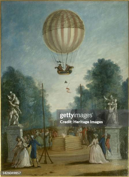 Ascension of Charles and Robert, at the Tuileries, December 1, 1783. Artist Unknown.