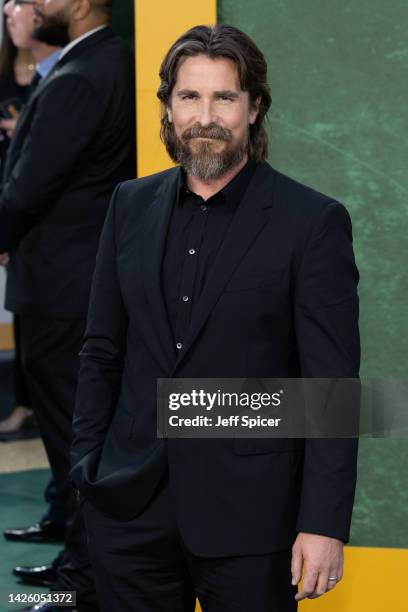 Christian Bale attends the "Amsterdam" European Premiere at Odeon Luxe Leicester Square on September 21, 2022 in London, England.