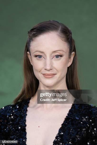 Andrea Riseborough attends the "Amsterdam" European Premiere at Odeon Luxe Leicester Square on September 21, 2022 in London, England.