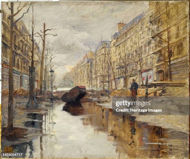 Boulevard Haussmann during the 1910 floods., 1910. Artist Alexandre Bloch.