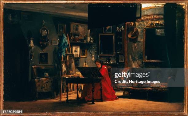 Princess Mathilde in her studio, rue de Courcelles, circa 1860. Artist Charles Giraud.