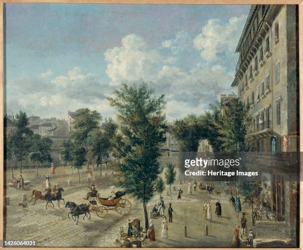 Boulevard des Capucines and rue Basse-du-Rempart, 2nd and 9th arrondissements, between 1818 and 1820. Artist Alexandre Pau de Saint-Martin.