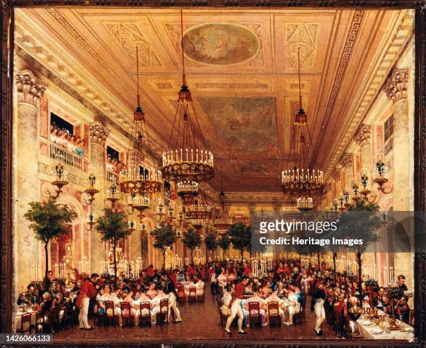 Banquet on the occasion of the marriage of Leopold I of Belgium Princess Louise of Orleans, circa 1832. Artist Unknown.