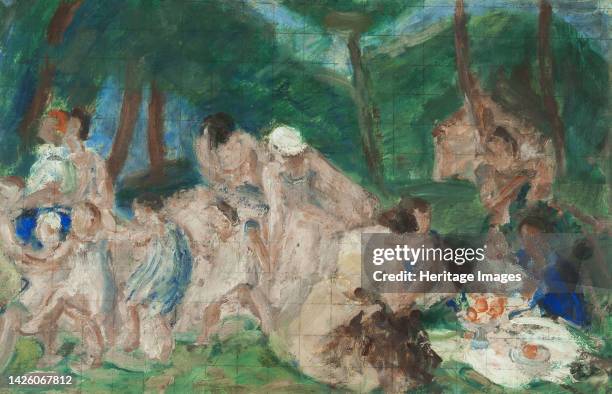 Sketch for the courtyard of the boys' school in rue Kuss, 13th arrondissement of Paris, 1933. Artist Jean Alfred Adler.