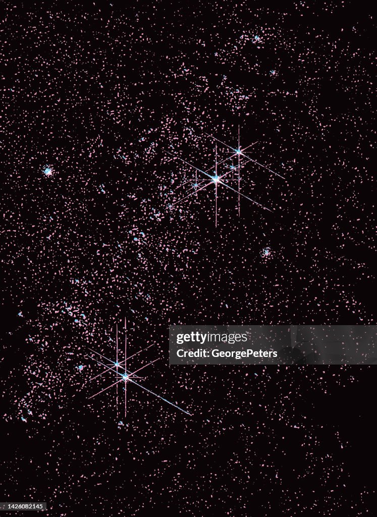 Estrellas, espacio y cielo nocturno con Glitch Technique