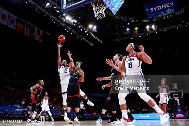 Alyssa Thomas of the United States shoots during the 2022 FIBA Women's Basketball World Cup Group A match between USA and Belgium at Sydney...