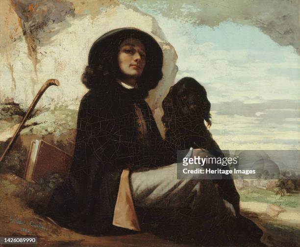 Autoportrait dit Courbet au chien noir, between 1842 and 1844. Artist Gustave Courbet.