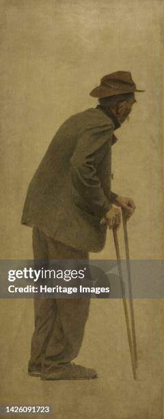 Vieil homme s'appuyant sur des cannes, circa 1904. Artist Fernand Pelez.