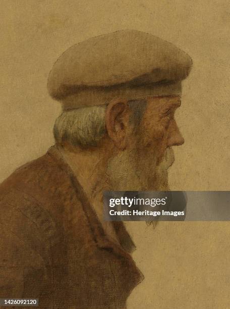 Vieil homme de profil, coiffé d'un béret, mains dans les poches, circa 1904. Artist Fernand Pelez.