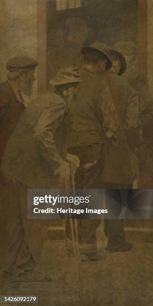 Groupe d'hommes montant les marches, between 1904. Artist Fernand Pelez.