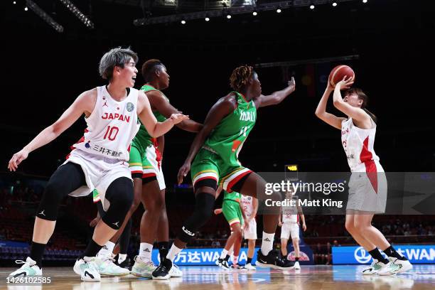 Aika Hirashita of Japan shoots during the 2022 FIBA Women's Basketball World Cup Group B match between Japan and Mali at Sydney Superdome, on...