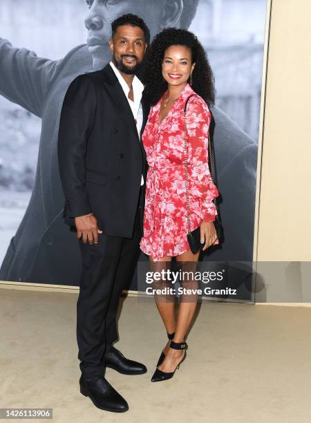 Rochelle Aytes, CJ Lindsey arrives at the Premiere Of Apple TV +'s "Sidney" at Academy Museum of Motion Pictures on September 21, 2022 in Los...