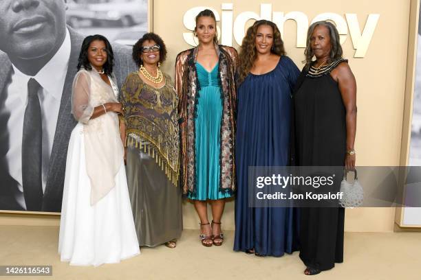 Sidney Poitier, Sherri Poitier, Beverly Poitier-Henderson, Sydney Tamiia Poitier, Anika Poitier and Pamela Poitier attend the premiere of Apple TV...