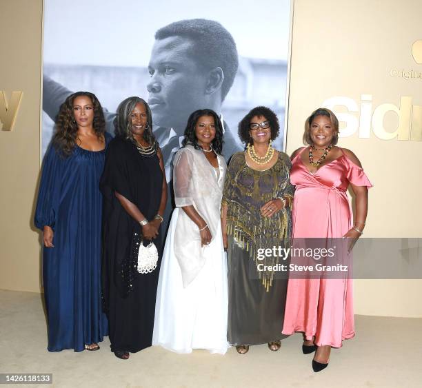 Anika Poitier, Pamela Poitier, Sherri Poitier, Beverly Poitier-Henderson, and Aisha Poitier arrives at the Premiere Of Apple TV +'s "Sidney" at...