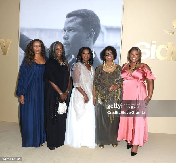 Anika Poitier, Pamela Poitier, Sherri Poitier, Beverly Poitier-Henderson, and Aisha Poitier arrives at the Premiere Of Apple TV +'s "Sidney" at...