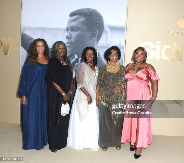 Anika Poitier, Pamela Poitier, Sherri Poitier, Beverly Poitier-Henderson, and Aisha Poitier arrives at the Premiere Of Apple TV +'s "Sidney" at...