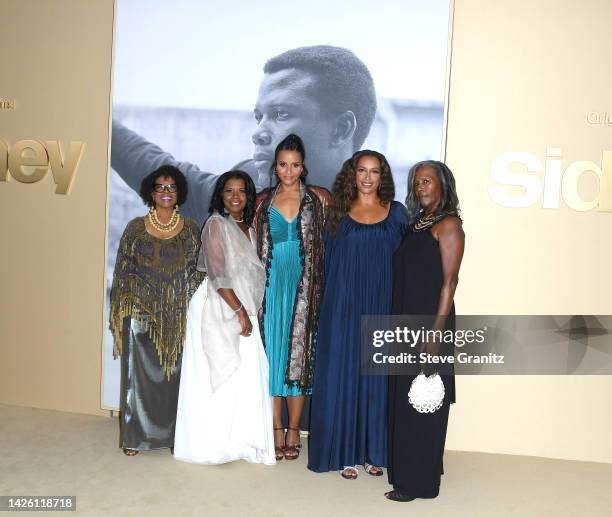 Sherri Poitier, Beverly Poitier-Henderson, Sydney Tamiia Poitier, Anika Poitier and Pamela Poitier arrives at the Premiere Of Apple TV +'s "Sidney"...