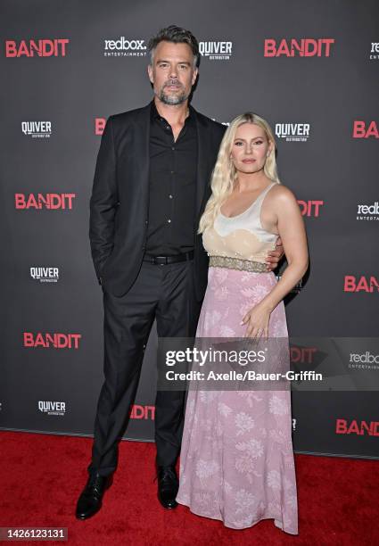 Josh Duhamel and Elisha Cuthbert attend the World Premiere of "Bandit" at Harmony Gold on September 21, 2022 in Los Angeles, California.
