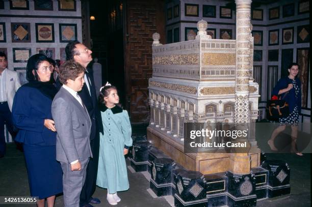 Queen Fadila of Egypt, Prince Mohamed Ali Fouad of Egypt, King Fouad II of Egypt and Princess Faouzia Latifa of Egypt visit the Tombe of King Farouk...