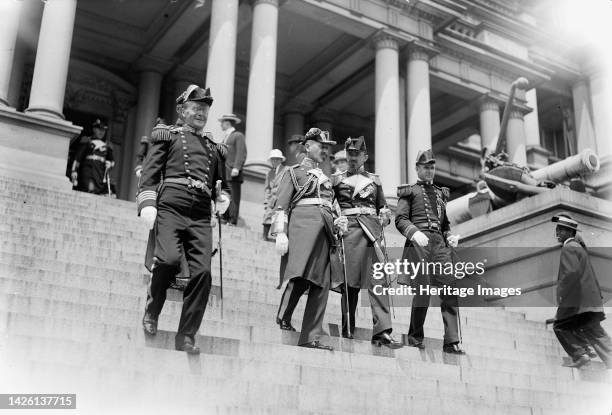 German Squadron Visit To U.S. German officers At Navy Dept., June 5. Capt. J.L. Jaune; Adm. Paschwitz; Unident.; Capt. Mann, 1912. Artist Harris &...