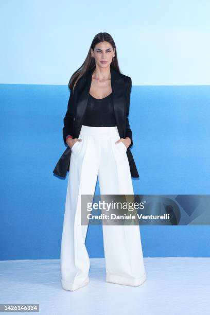 Melissa Satta is seen on the front row of the Max Mara Fashion Show during the Milan Fashion Week Womenswear Spring/Summer 2023 on September 22, 2022...
